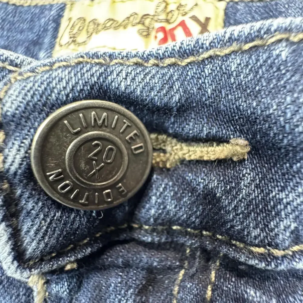 Wrangler 20X Jeans Girls 10 Blue Bootcut Adjustable Waist Embroidered Pockets